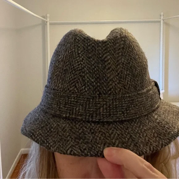 Pendleton Gray Tweed Hat wool vintage fedora bucket hat size medium - Picture 14 of 16